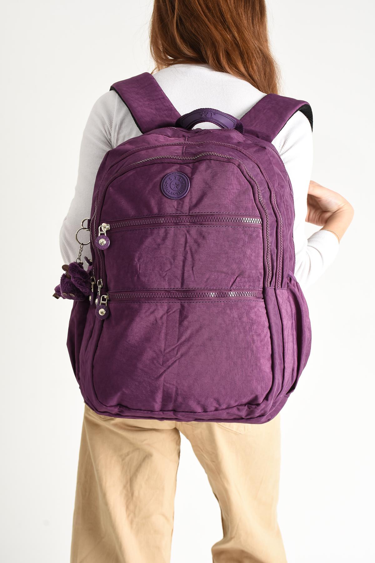 Ultra Hafif Çok Cepli Su Geçirmez Sırt Çantası Unisex Mor (Model: 571-2G) 