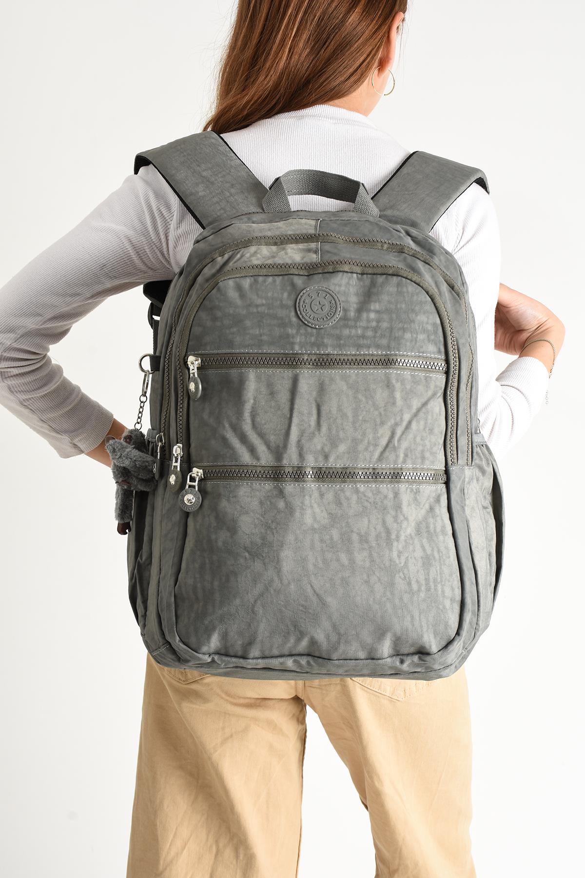 Ultra Hafif Çok Cepli Su Geçirmez Sırt Çantası Unisex Gri (Model: 571-2G) 