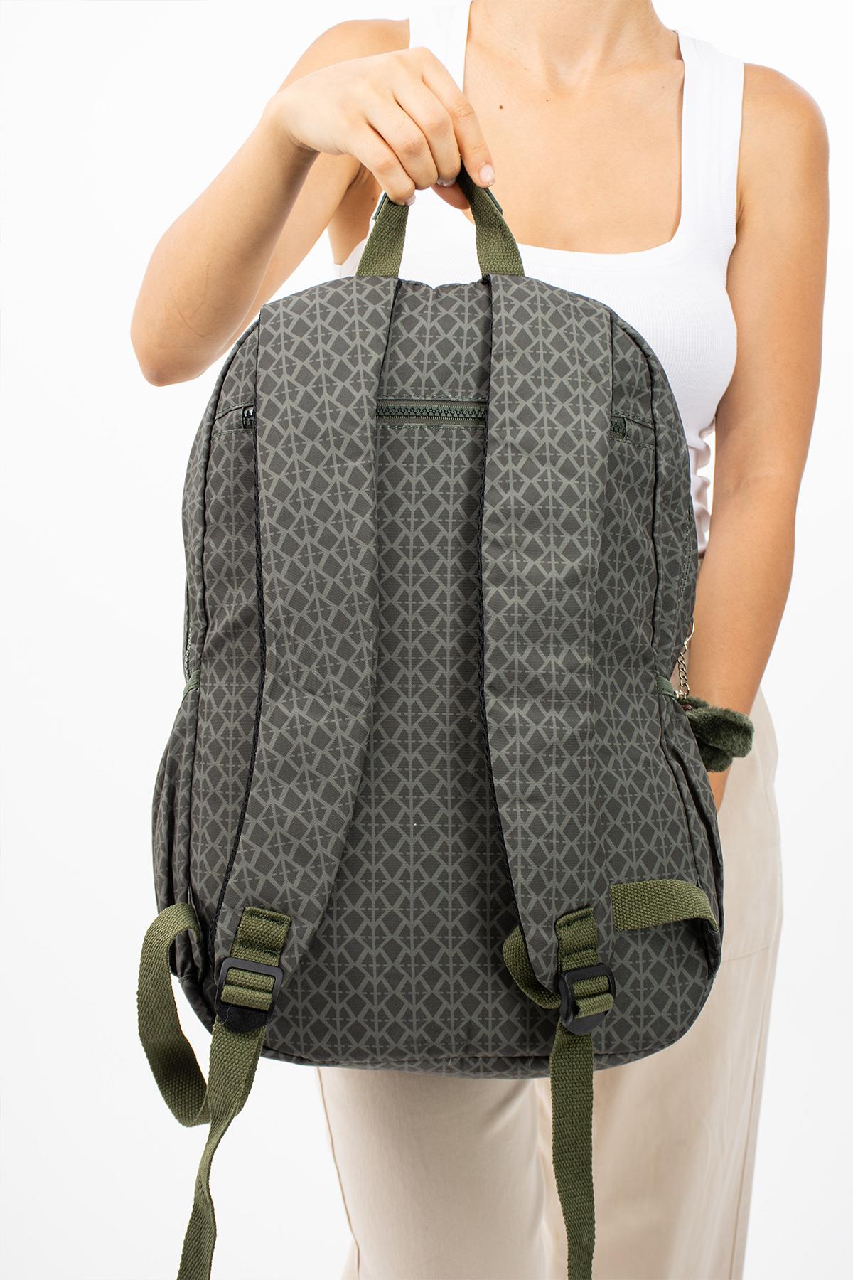 Ultra Hafif Çok Cepli Su Geçirmez Sırt Çantası Unisex Desenli Yeşil (Model: 571-2E) 