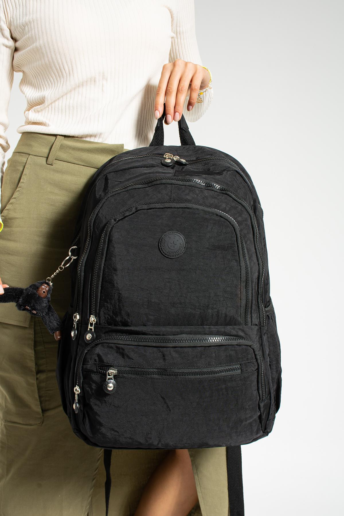 Ultra Hafif Çok Cepli Su Geçirmez Sırt Çantası Unisex Siyah (Model: 571-1G)