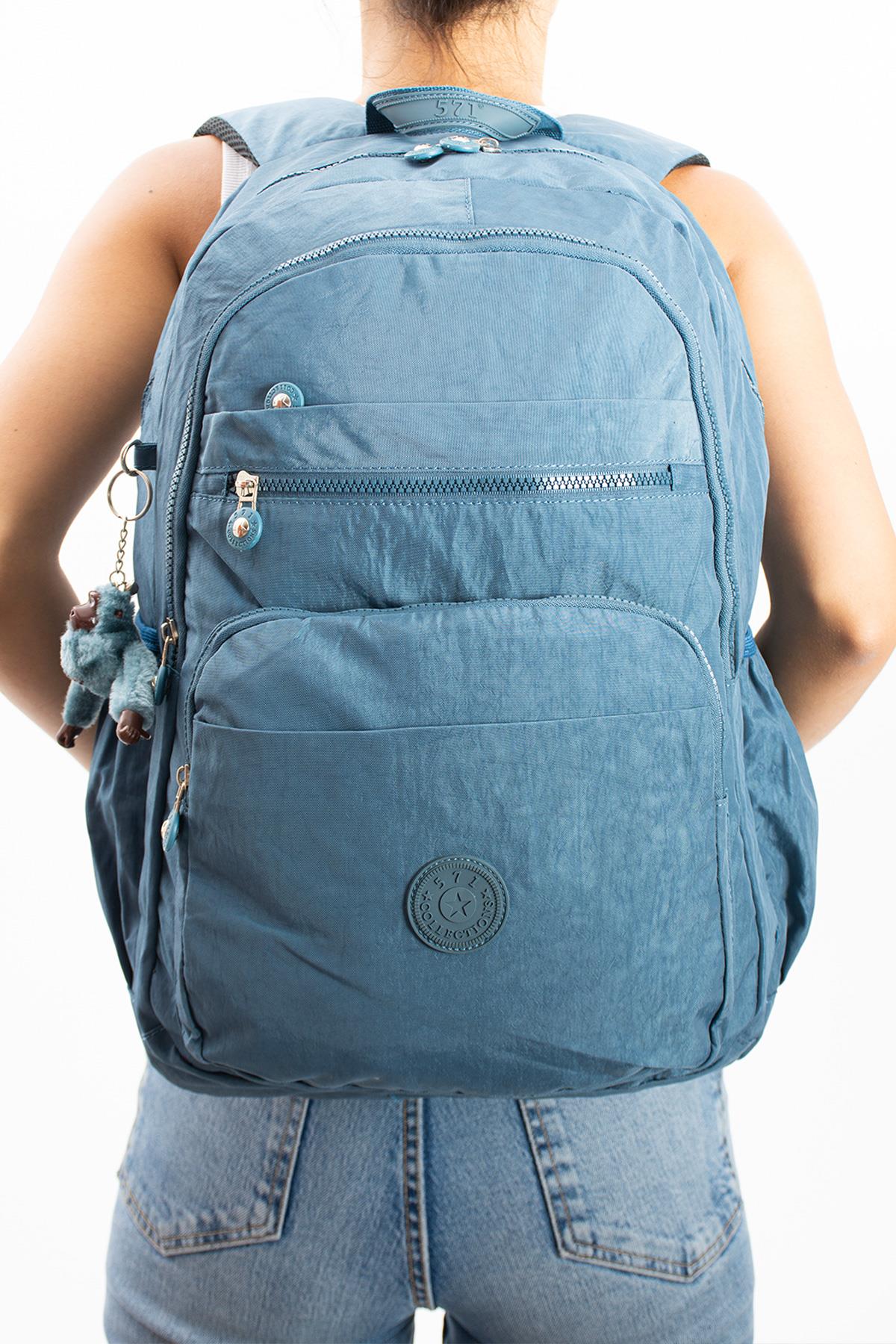 Ultra Hafif Çok Cepli Su Geçirmez Sırt Çantası Unisex Mavi (Model: 571-1B)