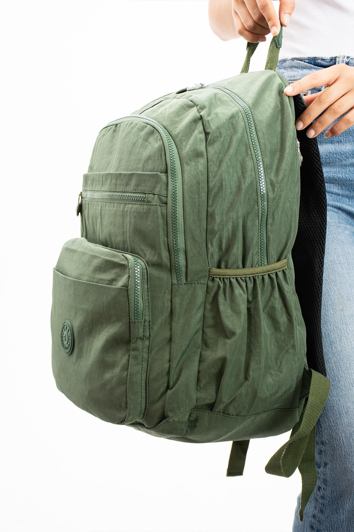 Ultra Hafif Çok Cepli Su Geçirmez Sırt Çantası Unisex Haki Yeşil (Model: 571-1B)