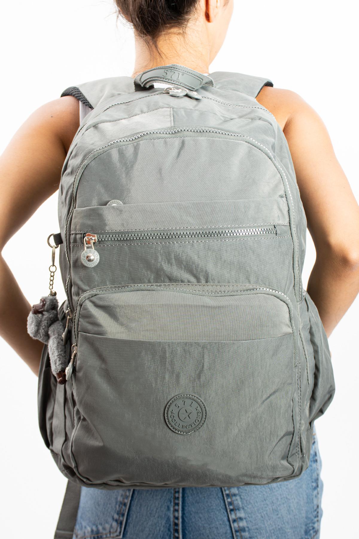 Ultra Hafif Çok Cepli Su Geçirmez Sırt Çantası Unisex Gri (Model: 571-1B)