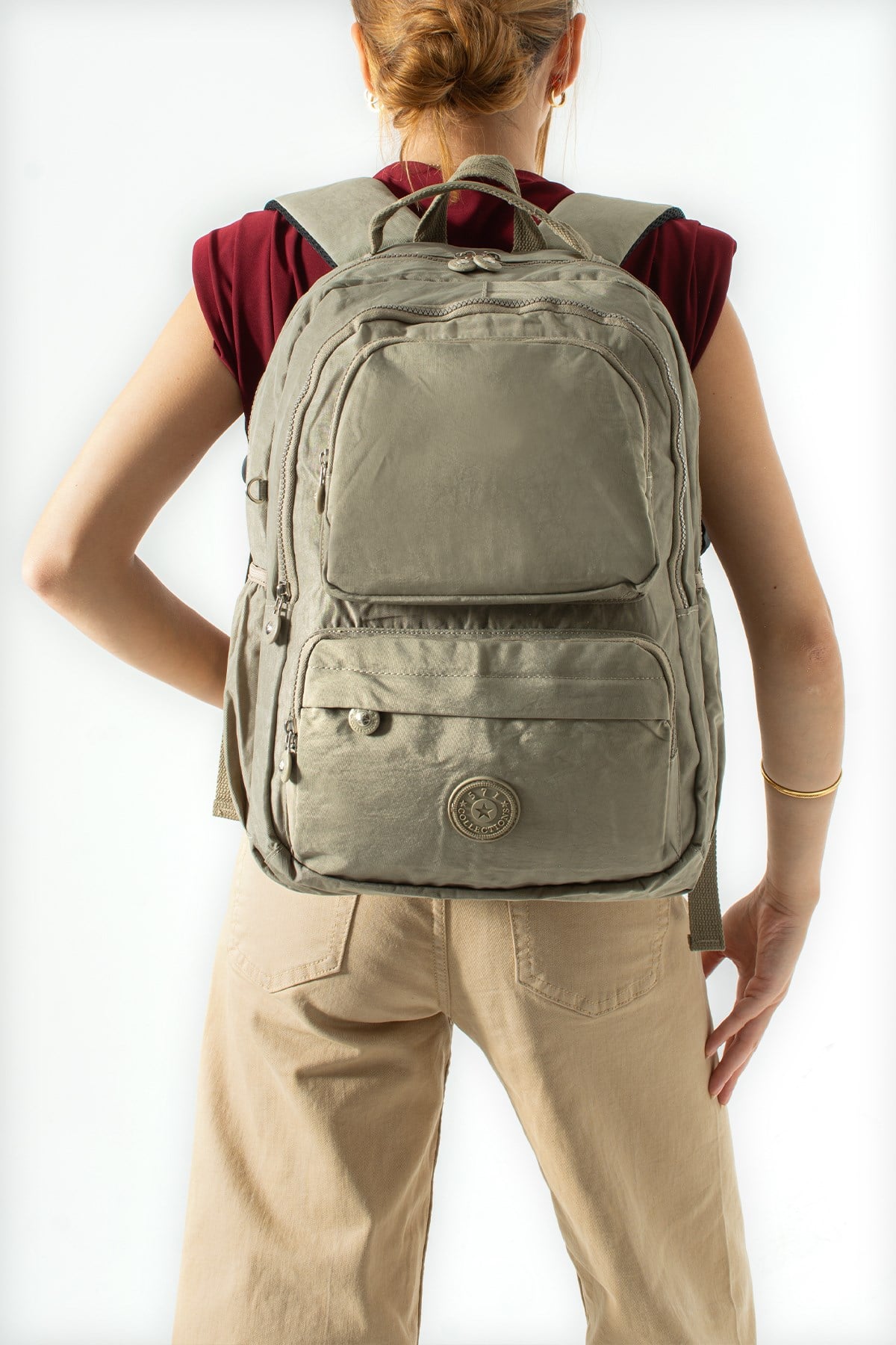 Ultra Hafif Çok Cepli Su Geçirmez Sırt Çantası Unisex Vizon (Model: 571-2H)