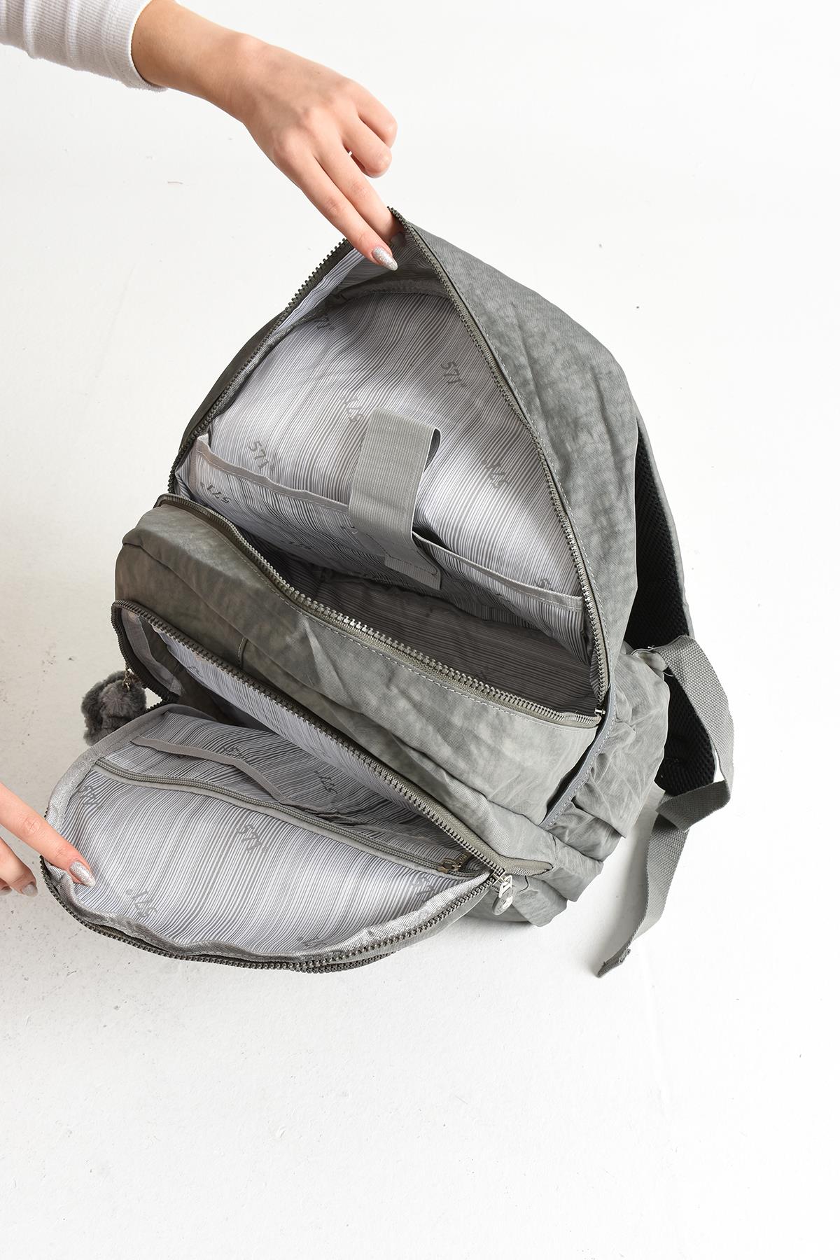 Ultra Hafif Çok Cepli Su Geçirmez Sırt Çantası Unisex Gri (Model: 571-2G) 