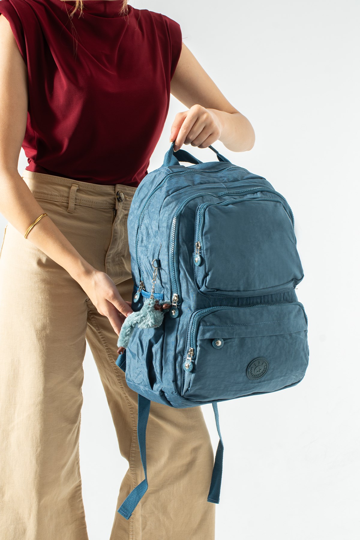 Ultra Hafif Çok Cepli Su Geçirmez Sırt Çantası Unisex Mavi (Model: 571-2H)