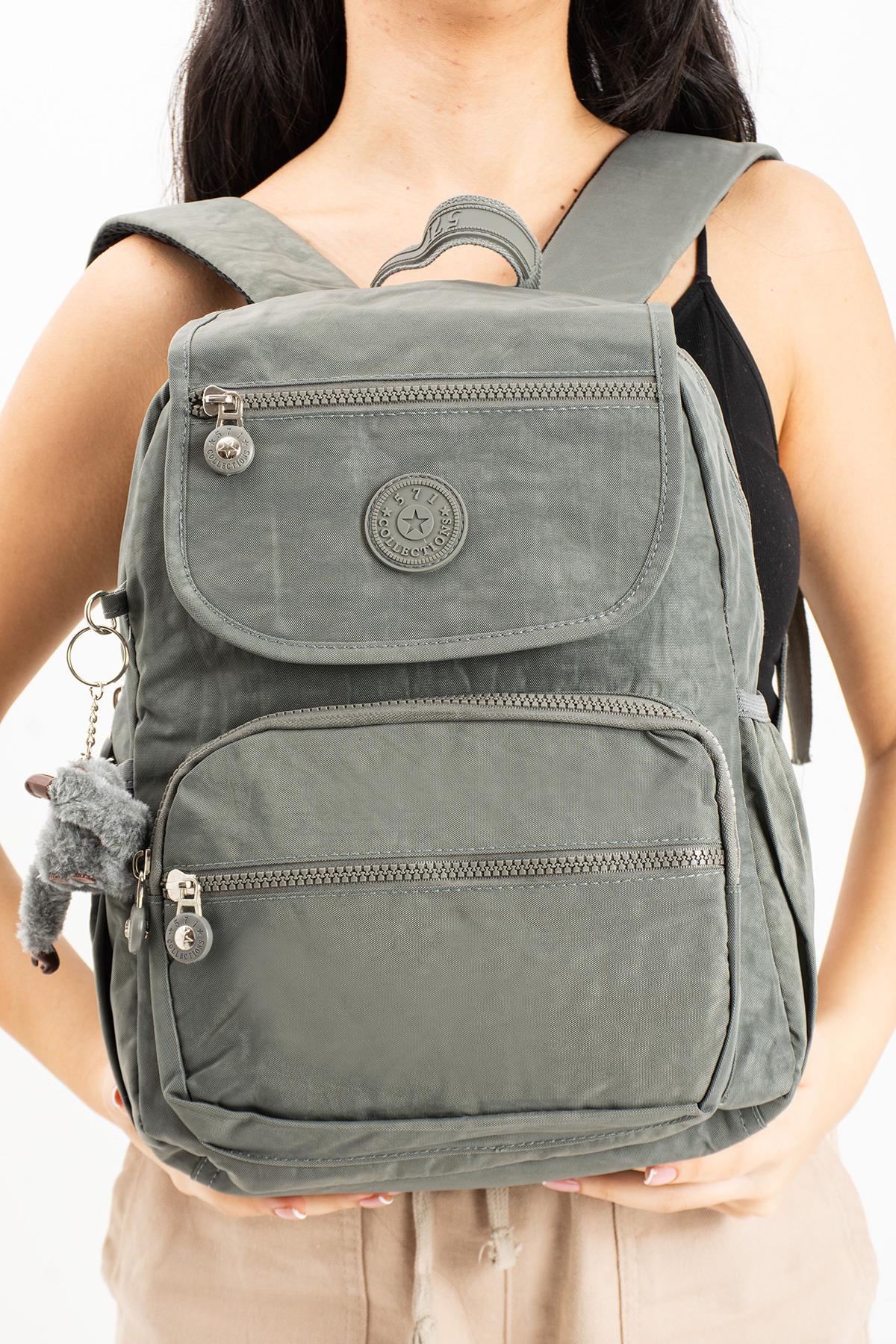 Ultra Hafif Orta Boy Sırt Çantası  Çok Cepli Unisex Gri (Model: 571-4A)