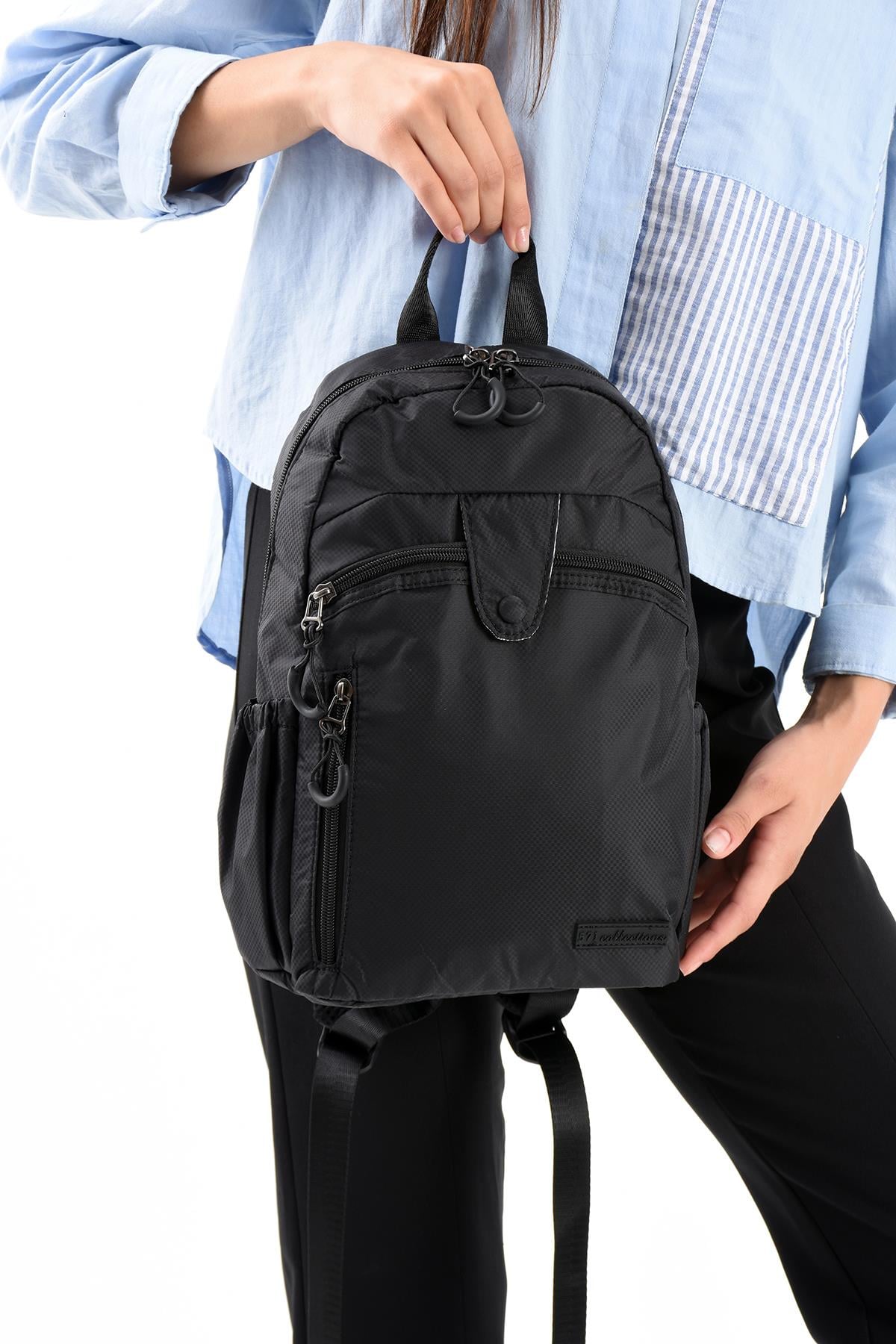 Ultra Hafif Çok Bölmeli Orta Boy Sırt, Göğüs Çantası Siyah Model: (571-13-9C)