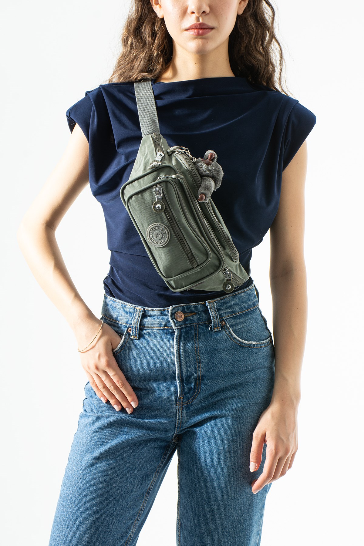 Unisex Çok Cepli, Su Geçirmez, Çapraz Askılı Bel Çantası (Freebag) Gri Model: 571-7J