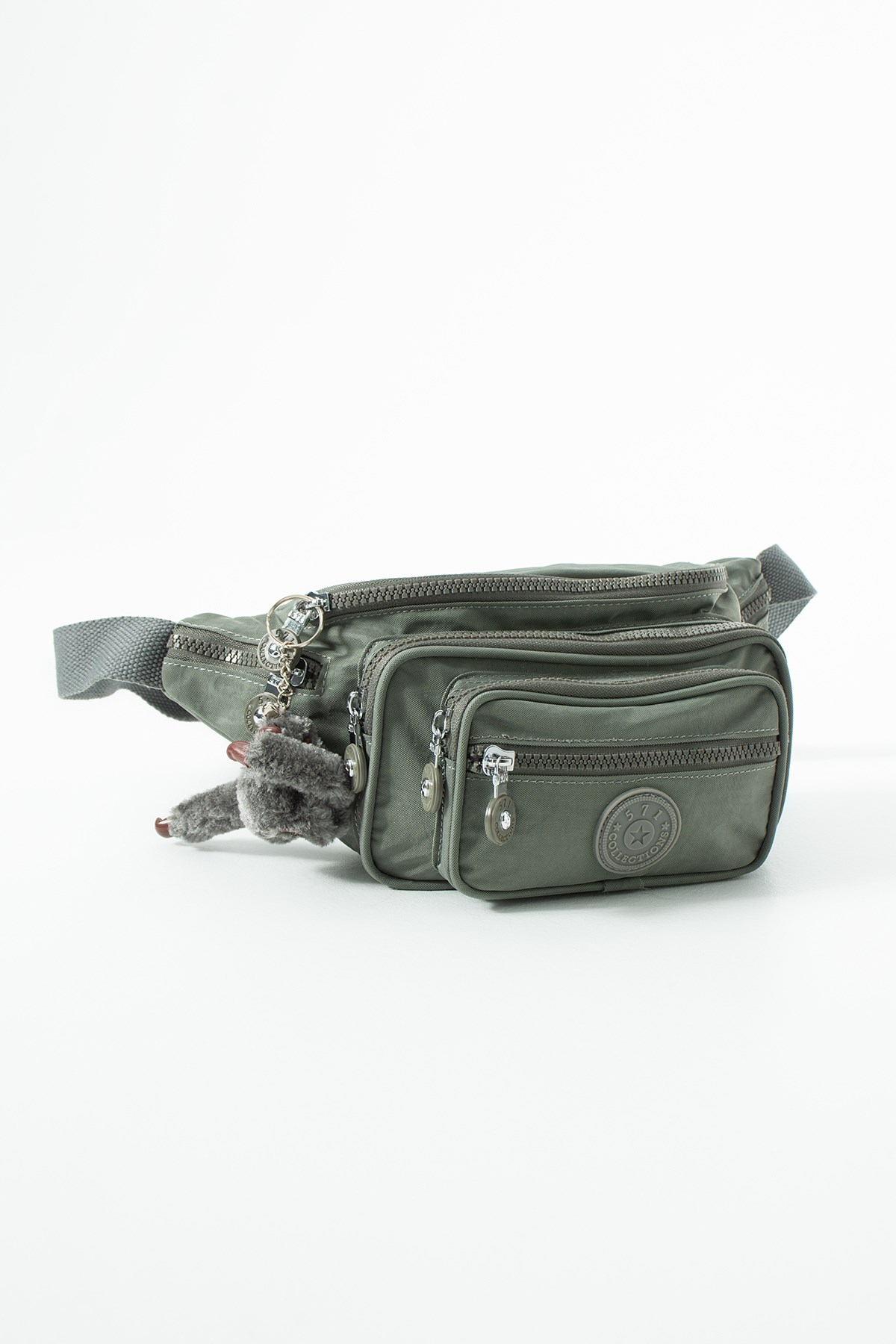 Unisex Çok Cepli, Su Geçirmez, Çapraz Askılı Bel Çantası (Freebag) Gri Model: 571-7J