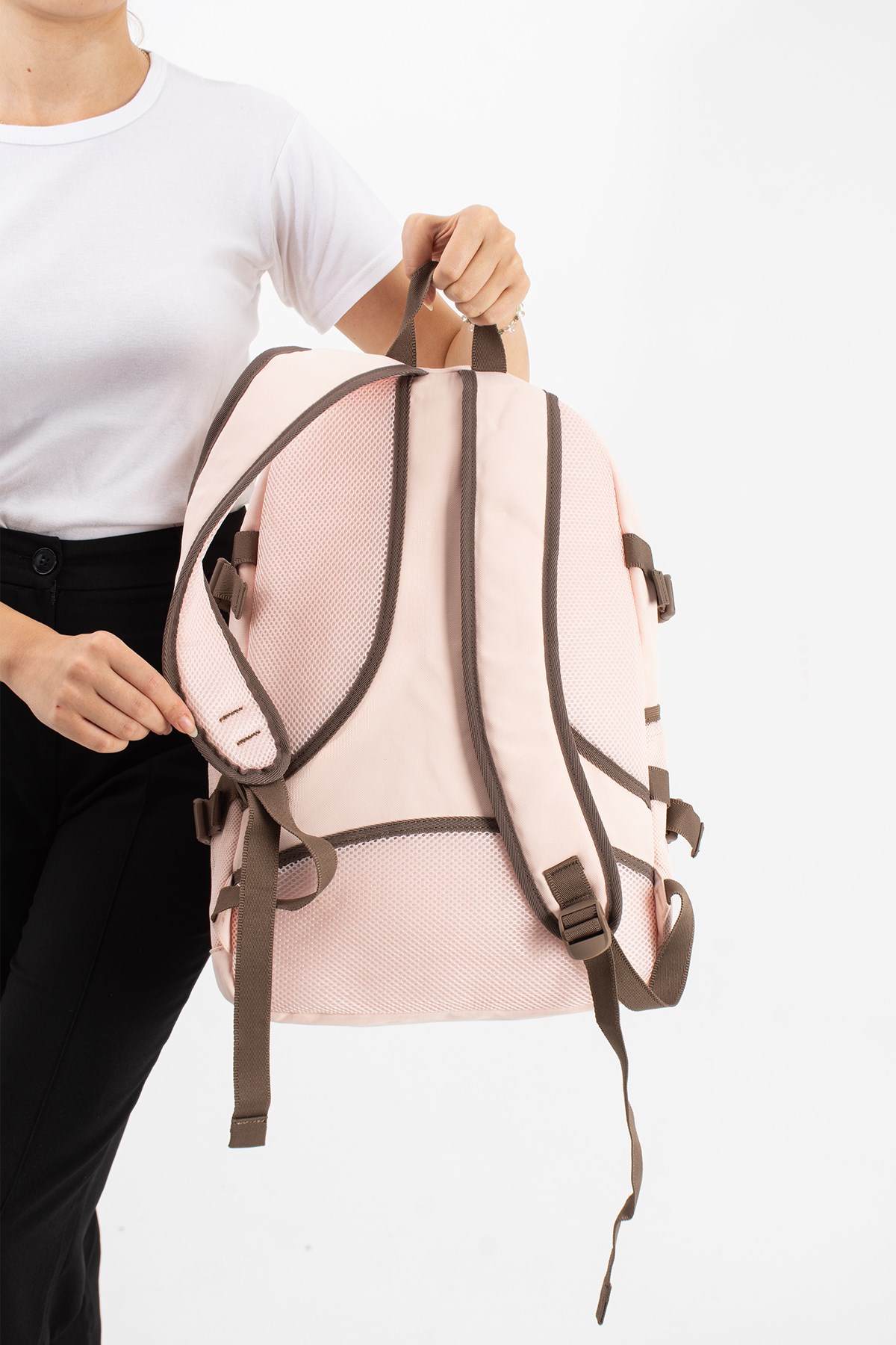 Unisex, Ultra Hafif, Çok Cepli, Sırt Çantası Pudra Pembe Model: (VNT-3C)