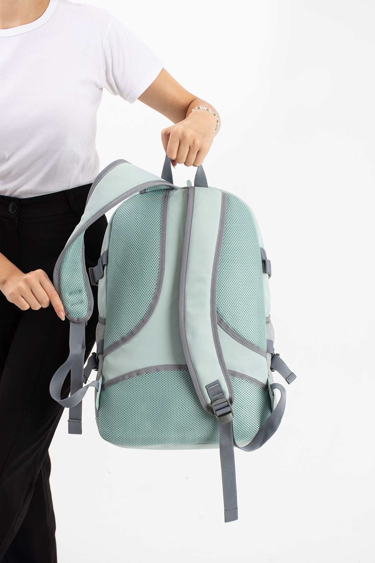Unisex, Ultra Hafif, Çok Cepli, Sırt Çantası Mint Yeşili Model: (VNT-3C)