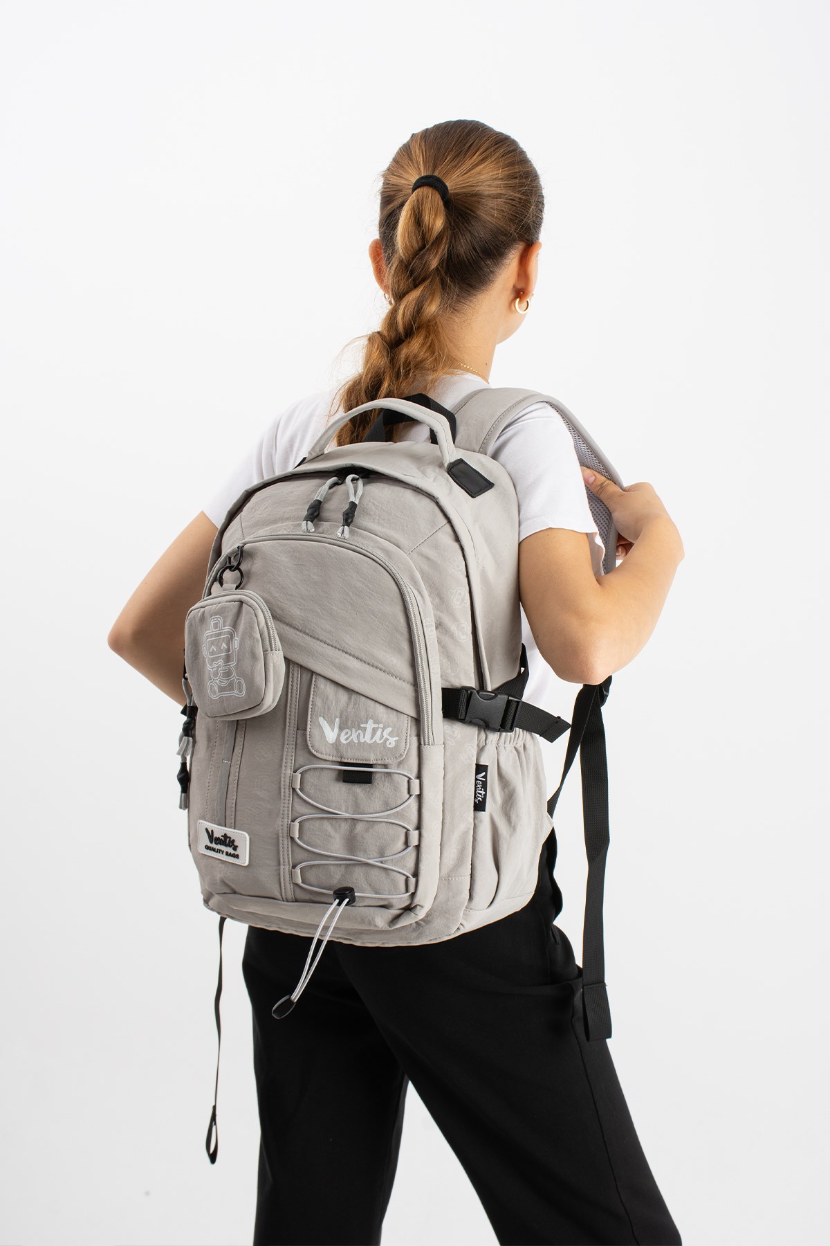 Unisex, Ultra Hafif, Çok Cepli, Sırt Çantası Gri Model: (VNT-9B)