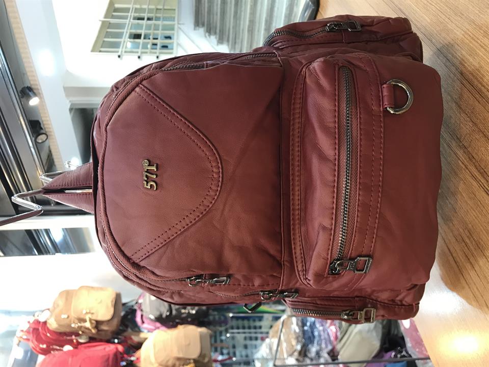 Yıkanmış Deri Sırt Çantası (571-1-5C) Bordo
