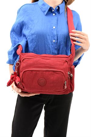 Çapraz Askılı Ultra Hafif Çok Cepli Bayan Omuz Çantası Kırmzı (Model: 571-6G) 