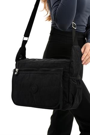 Çapraz Askılı Ultra Hafif Çok Cepli Omuz Çantası Siyah  (Model: 571-6B) 
