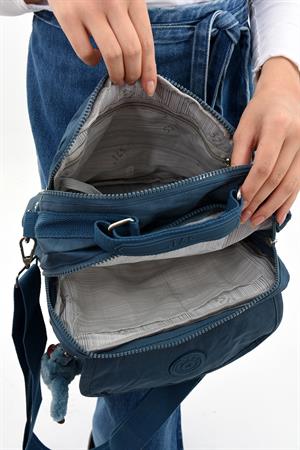 Çapraz Askılı Ultra Hafif Çok Cepli Bayan Omuz Çantası Mavi (Model: 571-6P)