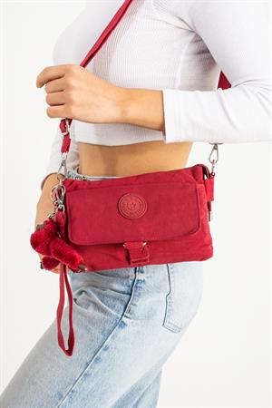 Çapraz Askılı Ultra Hafif Çok Cepli Omuz Çantası Kırmızı (Model: 571-6J)