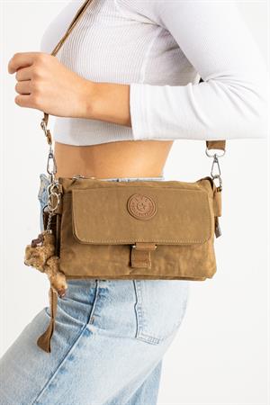 Çapraz Askılı Ultra Hafif Çok Cepli Omuz Çantası Taba (Model: 571-6J)
