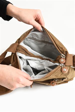 Çapraz Askılı Ultra Hafif Çok Cepli Omuz Çantası Taba (Model: 571-6I)