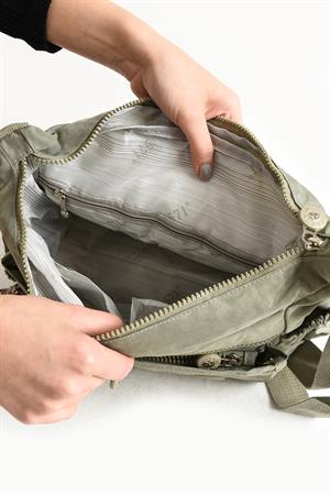 Çapraz Askılı Ultra Hafif Çok Cepli Bayan Omuz Çantası Vizon (Model:571-6C) 