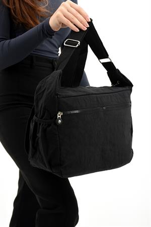 Çapraz Askılı Ultra Hafif Çok Cepli Omuz Çantası Siyah  (Model: 571-6B) 
