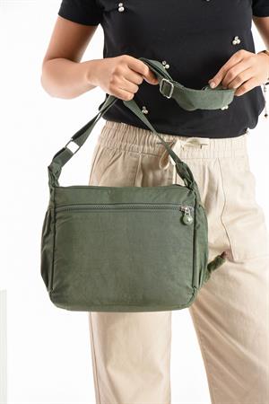 Çapraz Askılı Ultra Hafif Çok Cepli Bayan Omuz Çantası Yeşil (Model: 571-6M) 