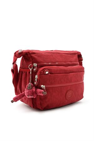Çapraz Askılı Ultra Hafif Çok Cepli Bayan Omuz Çantası Kırmızı (Model: 571-6A) 