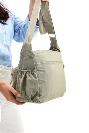 Çapraz Askılı Ultra Hafif Çok Cepli Bayan Omuz Çantası Vizon (Model: 571-6A) 