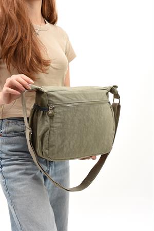 Çapraz Askılı Ultra Hafif Çok Cepli Bayan Omuz Çantası Vizon (Model: 571-6D) 