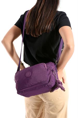 Çapraz Askılı Ultra Hafif Çok Cepli Bayan Omuz Çantası Mor (Model: 571-6O)