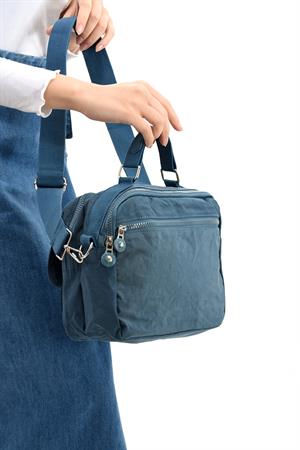 Çapraz Askılı Ultra Hafif Çok Cepli Bayan Omuz Çantası Mavi (Model: 571-6P)