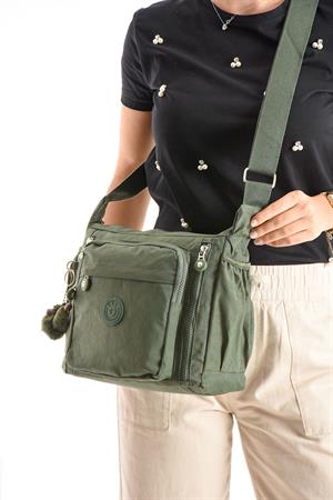 Çapraz Askılı Ultra Hafif Çok Cepli Bayan Omuz Çantası Yeşil (Model: 571-6M) 