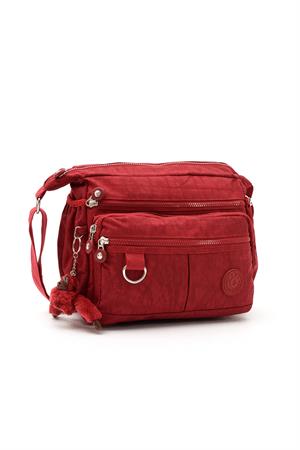 Çapraz Askılı Ultra Hafif Çok Cepli Bayan Omuz Çantası Kırmızı (Model: 571-6D) 