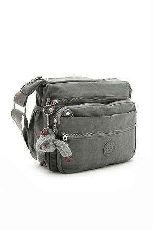 Çapraz Askılı Ultra Hafif Çok Cepli Bayan Omuz Çantası Gri (Model: 571-6A) 