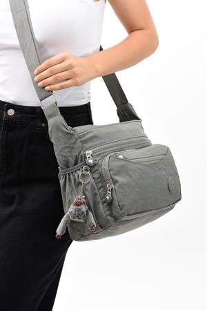 Çapraz Askılı Ultra Hafif Çok Cepli Kadın Omuz Çantası Gri (Model: 571-6E) 