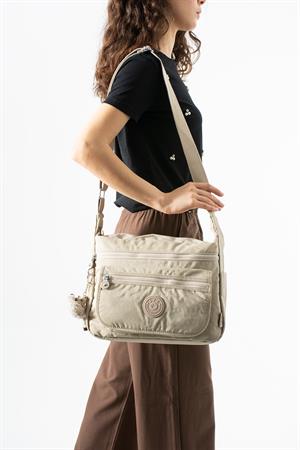 Çapraz Askılı Ultra Hafif Çok Cepli Omuz Çantası Bej Model: (571-6B) 