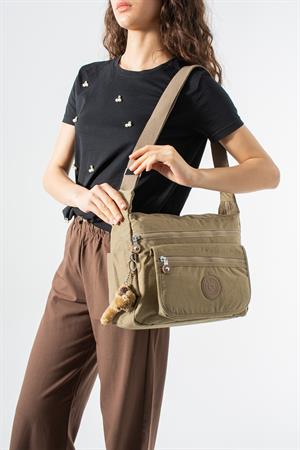 Çapraz Askılı Ultra Hafif Çok Cepli Omuz Çantası Taba (Model: 571-6B)