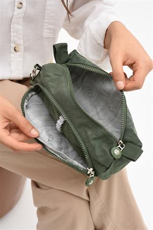 İki Bölmeli Kalemlik (Yıkanabilir ve Su Geçirmez, Makyaj Çantası ) Yeşil (Model: 571-15J)