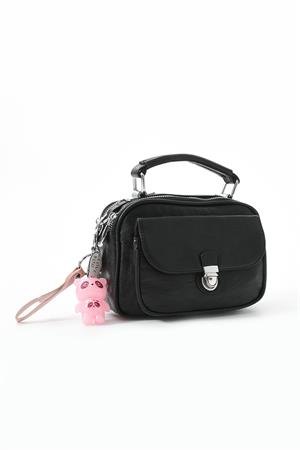 İki Fonksiyonlu Metal Basmalı Suni Deri Omuz, El Çantası Siyah (Model: 571-13-17H) 