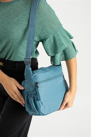 Yumuşak Dokulu Ultra Hafif, Esnek ve Su Geçirmez Polyamid Kumaş Omuz Çantası Mavi Model: (571-13-14D)