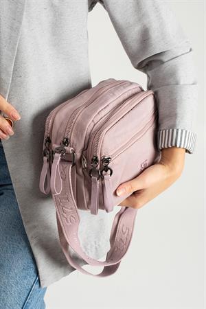 Yumuşak Dokulu Ultra Hafif, Esnek ve Su Geçirmez Polyamid Kumaş Omuz Çantası Pembe Model: (571-13-14E)