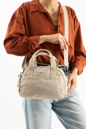 Yumuşak Dokulu Ultra Hafif, Esnek ve Su Geçirmez Polyamid Kumaş Omuz ve Kol Çantası Bej Model: (571-13-14H)