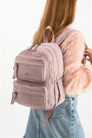 Yumuşak Dokulu Ultra Hafif, Esnek ve Su Geçirmez Polyamid Kumaş Sırt Çantası Pembe Model: (571-13-14A)