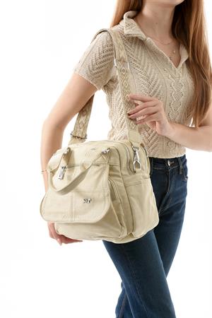 İki Fonksiyonlu Suni Deri Omuz, El Çantası Bej (Model: 571-13-17L) 