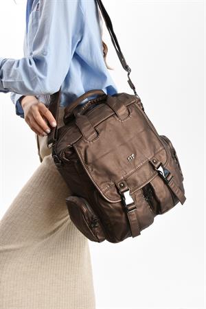 Suni Deri Omuz Çantası Bronz (Model: 571-13-10H) 