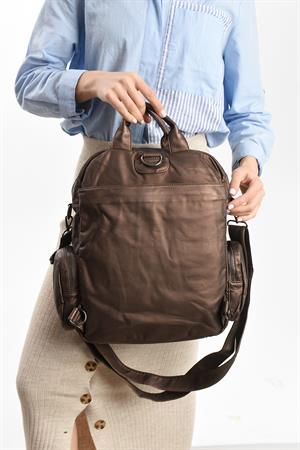 Suni Deri Omuz Çantası Bronz (Model: 571-13-10H) 