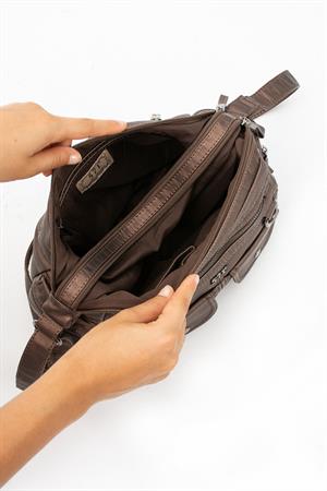 Suni Deri Omuz Çantası Bronz (Model: 571-11-10G) 