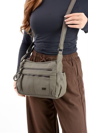 Suni Deri Omuz Çantası Gri (Model: 571-13-10M) 