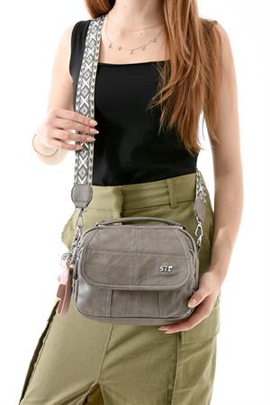 İki Fonksiyonlu Suni Deri Omuz, El Çantası Gri (Model: 571-13-17I) 